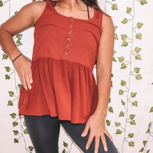 Red button flowy tank top